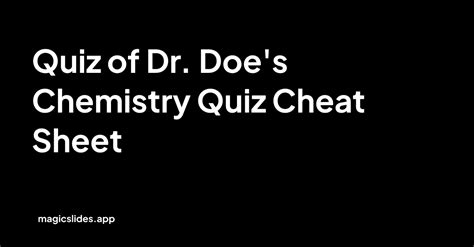 dr does chemistry quiz|Doe